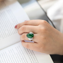 Load image into Gallery viewer, Top Quality Type A Jadeite Platinum Estate Ring