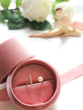 Load image into Gallery viewer, Customized Pearl and diamond Bar Open 14K Rose Gold Ring