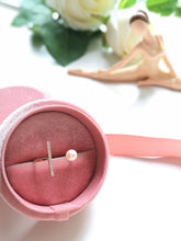 Load image into Gallery viewer, Customized Pearl and diamond Bar Open 14K Rose Gold Ring