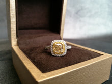 Load image into Gallery viewer, Custom Made Double Cushion Halo Yellow Diamond Ring