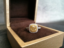 Load image into Gallery viewer, Custom Made Double Cushion Halo Yellow Diamond Ring