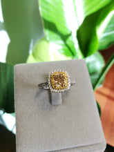 Load image into Gallery viewer, Custom Made Double Cushion Halo Yellow Diamond Ring