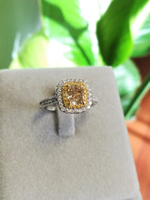 Load image into Gallery viewer, Custom Made Double Cushion Halo Yellow Diamond Ring