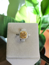 Load image into Gallery viewer, Custom Made Double Cushion Halo Yellow Diamond Ring