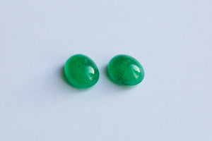 2.83ct Loose Pair of Natural Oval Cab Emerald