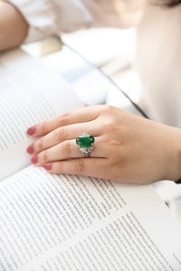 Top Quality Type A Jadeite Platinum Estate Ring