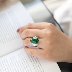 Top Quality Type A Jadeite Platinum Estate Ring