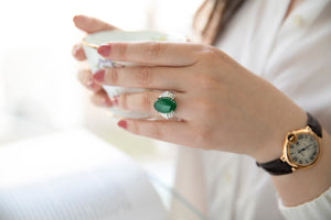 Top Quality Type A Jadeite Platinum Estate Ring