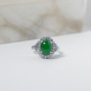 High Quality Type A Small Jadeite Platinum Estate Ring