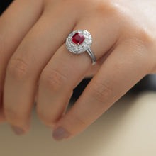 Charger l&#39;image dans la galerie, Natural Ruby with diamond Platinum Ring
