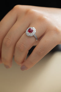 Natural Ruby with diamond Platinum Ring