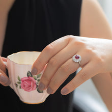 将图片加载到图库查看器，Natural Ruby with diamond Platinum Ring
