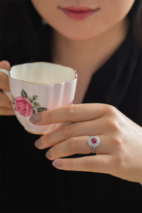 Natural Ruby with diamond Platinum Ring