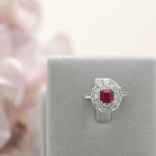 Load image into Gallery viewer, Natural Ruby with diamond Platinum Ring
