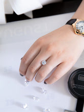 Load image into Gallery viewer, Halo Diamond Pave Half-way Engagement Ring
