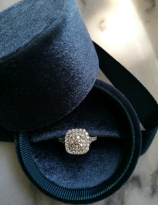 Custom Made Double Cushion Halo Diamond Ring