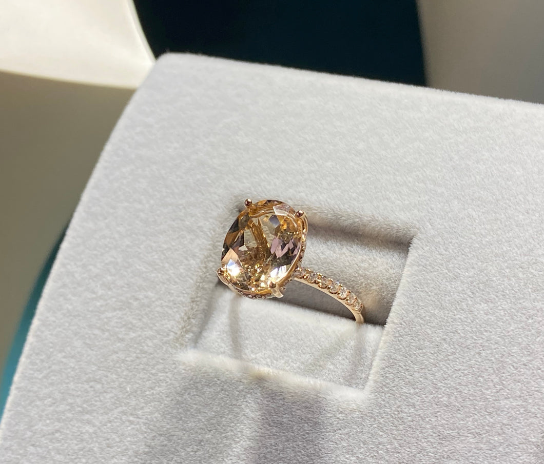 Custom Made Morganite Diamond Pave Ring