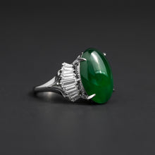 将图片加载到图库查看器，Top Quality Type A Jadeite Platinum Estate Ring
