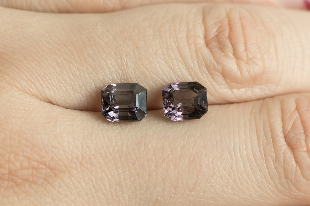 A pair of 3.42ct Loose Natural Asscher Cut Spinel