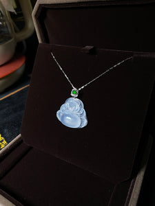 Icy White Carved Jadeite Buddha Pendant