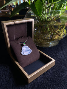 Icy White Carved Jadeite Buddha Pendant