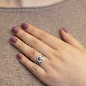 Custom Made Purple Spinel Halo 925 Silver Ring